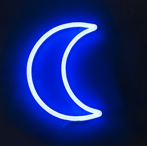 Lampa de perete albastra cu telecomanda inclusiv LED, Neon moon