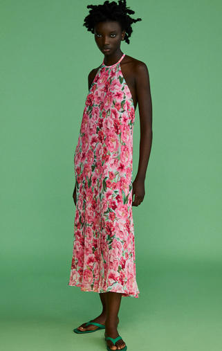 Rochie plisata cu imprimeu floral Zara