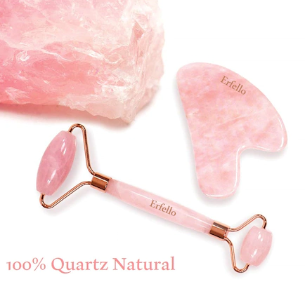 Rola de fata din quartz roz pentru masaj facial si corporal