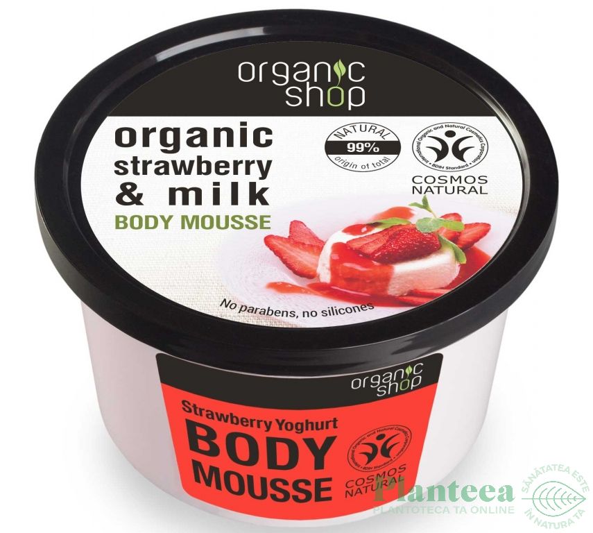 Mousse de corp cu aromă de căpșune Organic Shop