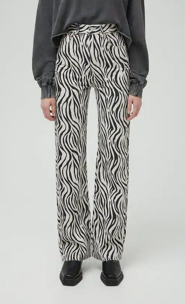 pantaloni drepti cu model zebra